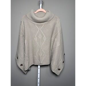 Simply Noelle Convertible Turtleneck Sweater Poncho Wrap S/M